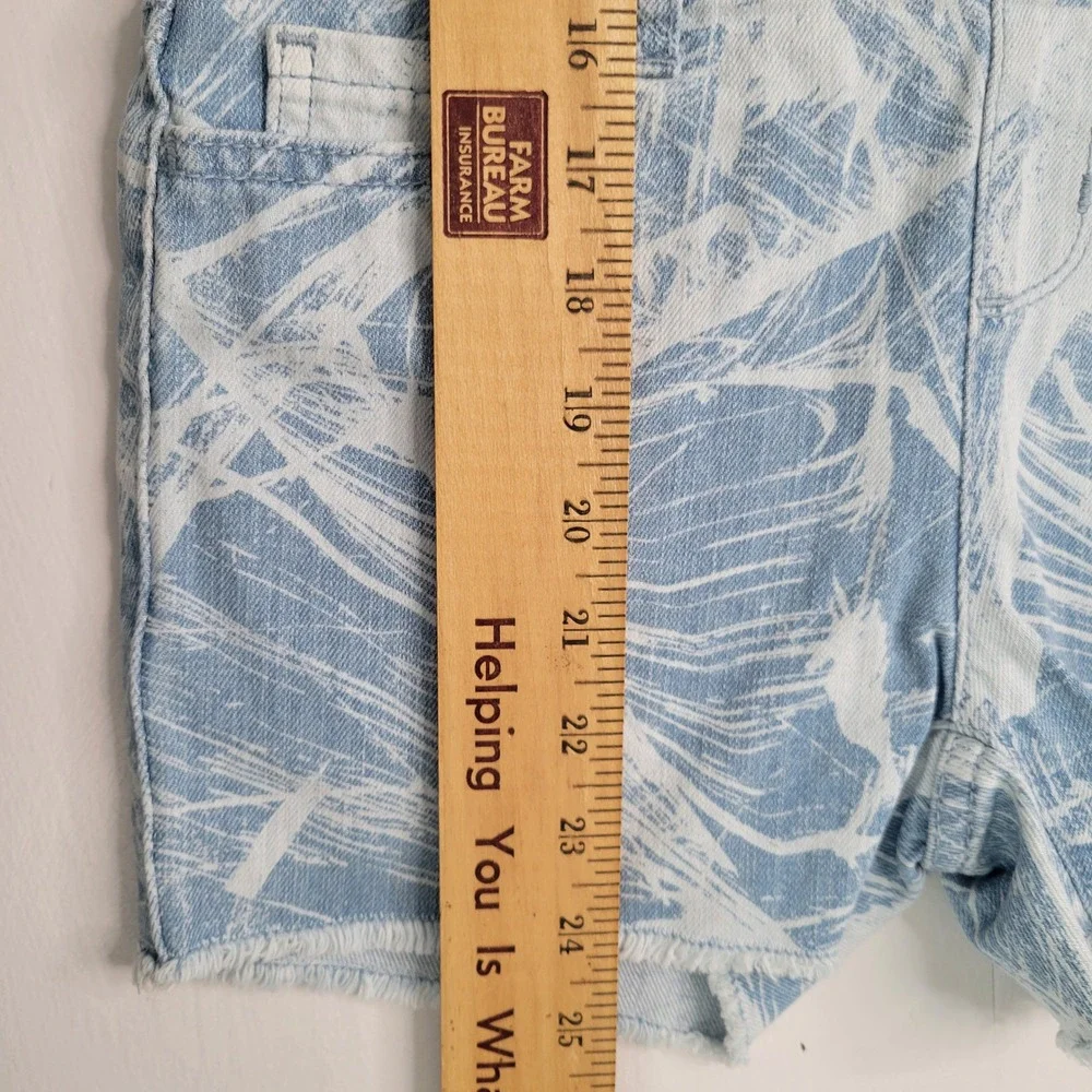 The Childrens Place Girls Blue Abstract Palm Print Denim Shortalls Size 6X/7 NWT